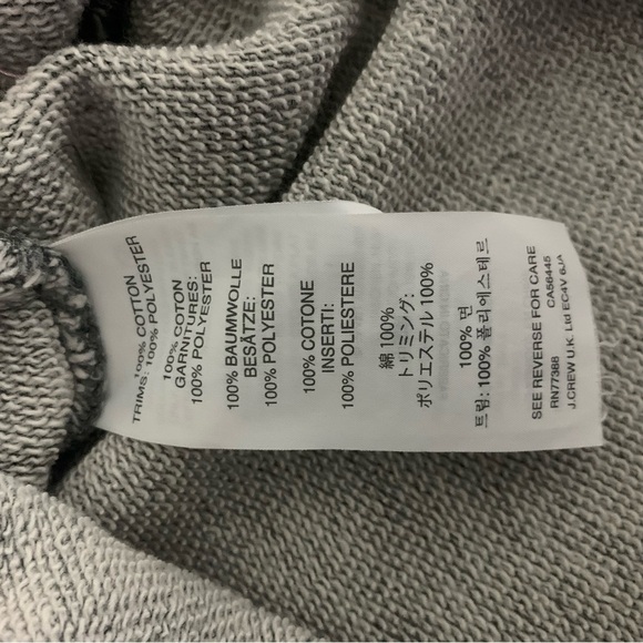 J Crew Crewneck Sweatshirt Gray Navy Blue Ruffled Hem High-Lo Small - Picture 7 of 7